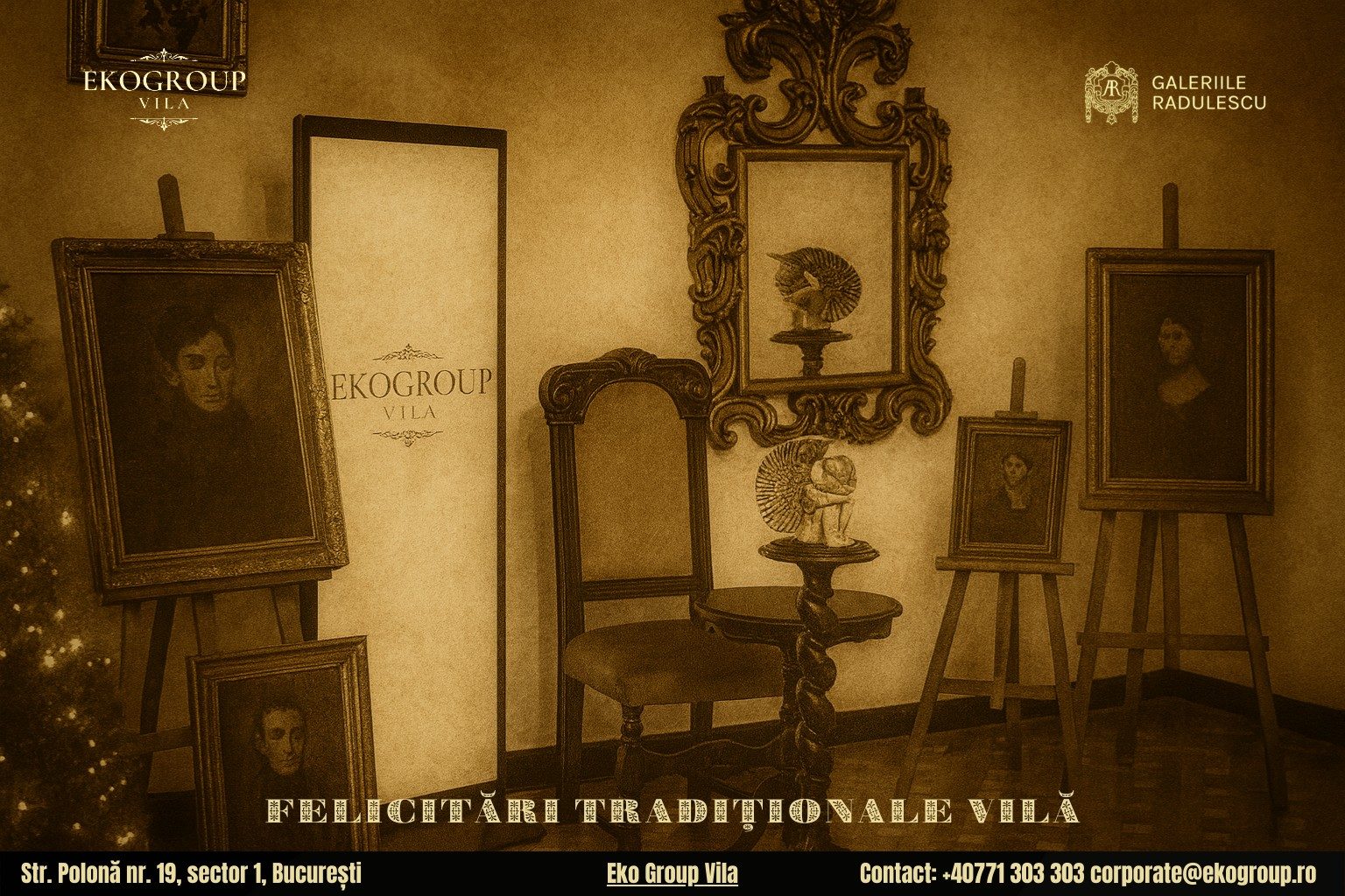 Urări de Crăciun învăluite în farmecul perioadei interbelice, în decorul atent creat de Eko Group Vila